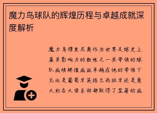 魔力鸟球队的辉煌历程与卓越成就深度解析